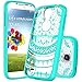S4 Case,Galaxy S4 Case Clear Phone Cover TPU with HD Screen Protector, AnoKe [Scratch Resistant] Mandala Flower Cute Women Girl Acrylic Thin Slim Fit Protective Cover For Samsung Galaxy S4- TM CH Mint