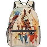 VANZEV Watercolor Horse Backpack Travel Backpacks Laptop Rucksack,School Bookbag for Women Kids Boys Girls,Animal Back Pack Accessories Bags,Ideal Gifts for Work, Outdoor Adventures