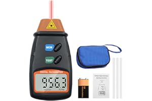 Mengshen Digital Tachometer, Non Contact Laser Photo Tach 2.5-99999 RPM Rotation Speed Meter Gauge Measurement with Reflective Tape (9V Battery Included)