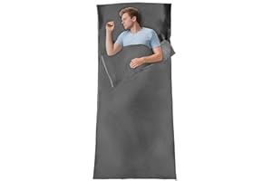 BREENHILL Sleeping Bag Liner,Long Staple Cotton, Adult Sleep Sack & Travel Sheets,Travel Sleep Sack for Backpacking, Hotels & Hostels Lightweight Travel Sheet Camping Sheets,Has Full Length Zipper