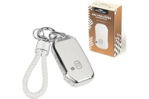 PJLJY Key Fob Cover, Compatible with 2019 2020 2021 2022 2023 Kia Ceed Cerato Forte K5 NIRO Seltos Sorento Sportage Soul Telluride,Full Protection Key Fob Case with Keychain(Silver)
