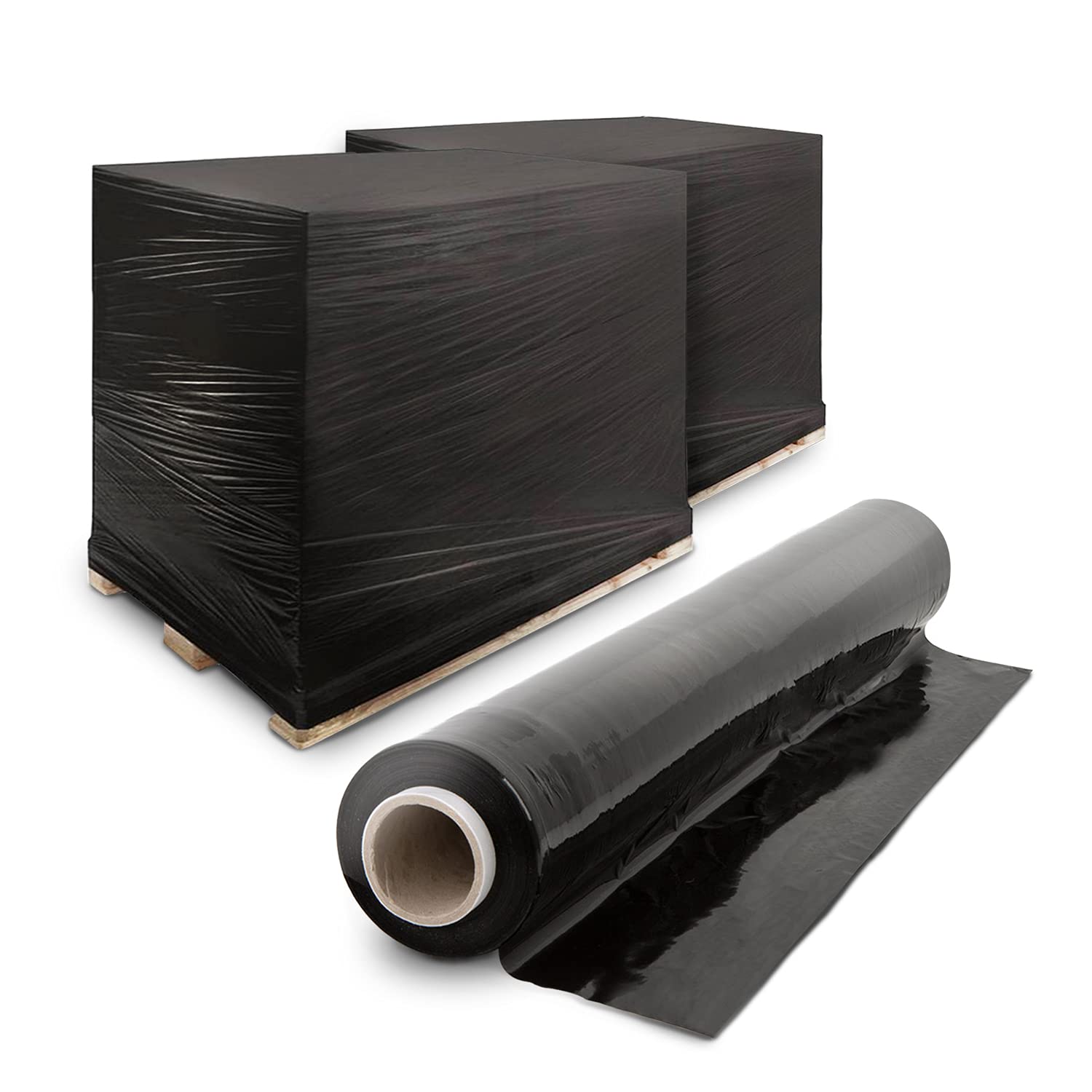 Merrimen Heavy Duty Pallet Stretch Shrink Wrap Roll, Strong & Secure Packaging Plastic Cling Film, Ideal for Packing, Moving Heavy Objects and Shifting Fragile Items (Black, 400mm x 150m)