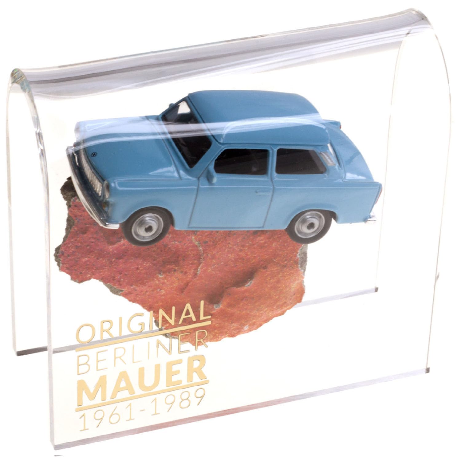 Trabant on Original Berlin Wall Stone | Authentic Piece with Certificate of Authenticity | Trabi DDR | Handmade