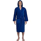 Alpine Swiss Dane Mens Hooded Bathrobe Pure Cotton Terry Cloth Long Robe for Men Super Absorbent Quick Drying Luxury Spa Robe
