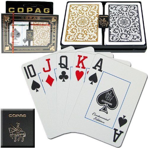 Copag Playing Card Set, Black and Gold Poker Size, Jumbo Index. 100% Plastic Playing Cards (Best 100 Plastic Playing Cards)