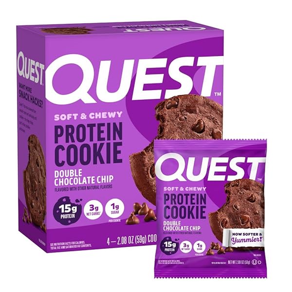 QUEST NUTRITION DOUBLE CHOCOLATE CHIP PROTEIN COOKIE, 15G...