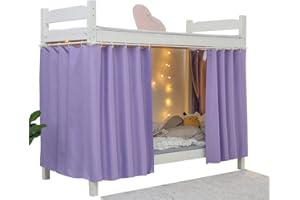 Teanea Lot de 2 rideaux occultants robustes pour lit superposé - Auvent d'intimité - Pour dortoir - Violet