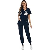 COZYFIT Scrubs for Women Set - Stretch V-Neck Scrub Top & Jogger Pant with 8 Pockets COZY SCRUBS