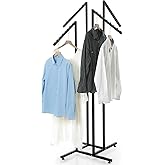 Barydat 4 Way Clothing Rack Heavy Duty Retail Clothing Display Rack with 18 Inch Slanted Arms Square Tubing 48-72 Inch Adjustable Clothes for Boutique Garment Shirt Hanger, 32 x 32 Inch
