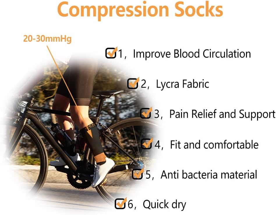 MELERIO 4Pairs Compression Socks for Men&Women(15-20 mmHg) Best Copper Circulation Socks for Running,Edema Varicose Veins - Image 3