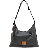 myfriday Casual Leather Hobo Bag for Women Lightweight Crossbody Tote Handbag with Distressed Finish