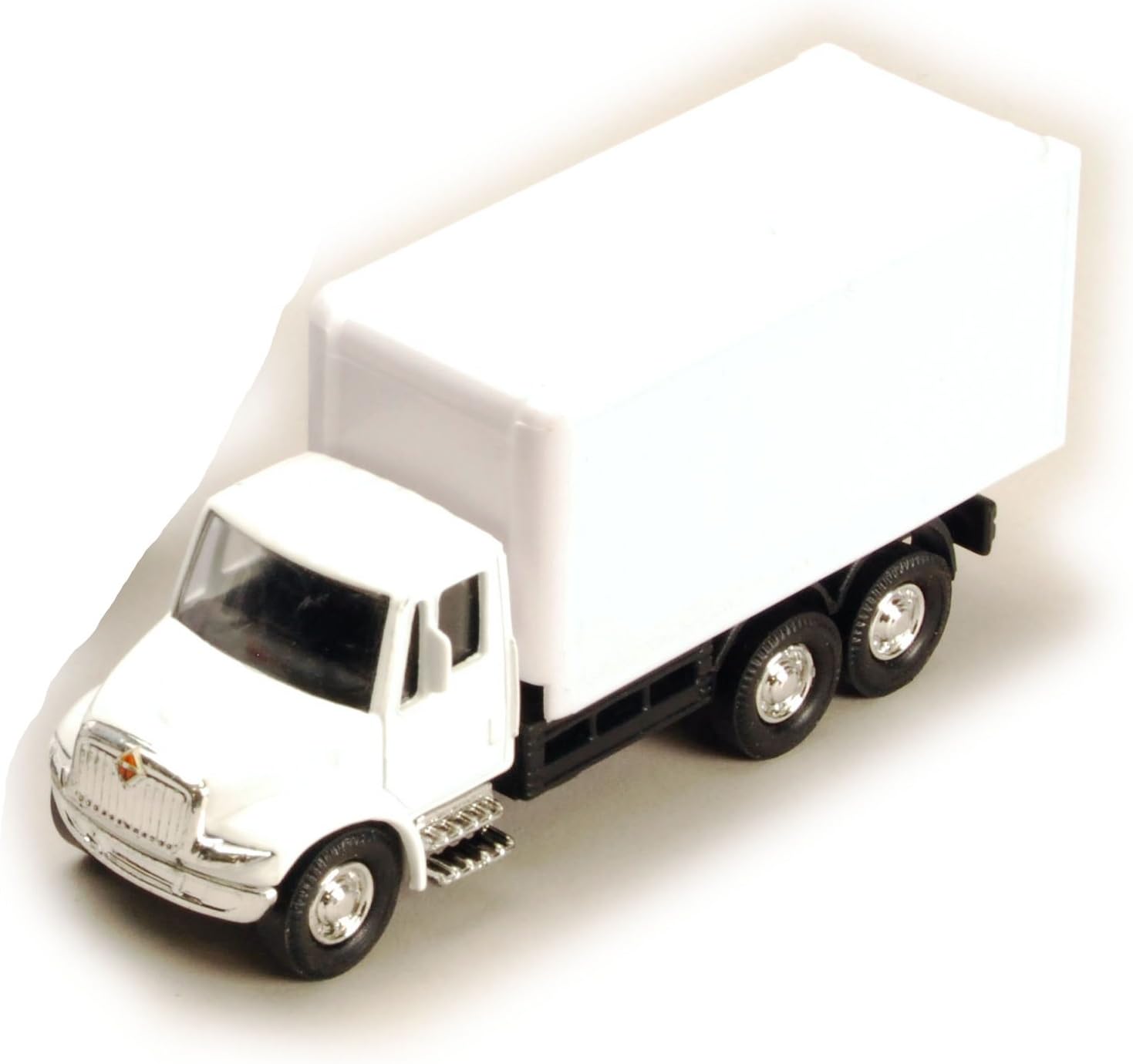 International Delivery Box Truck White Diecast with Pullback Action