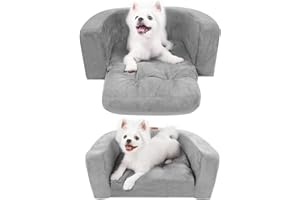 suddus Dog Beds for Extra Small Dogs, Orthopedic Dog Ded Furniture with High Density Foam, Dog Couch with Removable Cover and Non-Slip Bottom, Grey