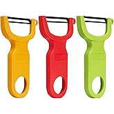 Original Vegetable Fruit Peeler Carbon Steel Blade 3 Pack Red/Green/Yellow…
