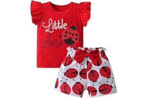 Infant Baby Girls Clothes Toddler Ruffle Sleeveless Print Top T-shirt Shorts Summer Outfits Set