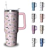 Panda Sublimation Tumbler with Handle and Straw, 40 oz Stainless Steel Insulated Cup with Lid and Straw,Travel Coffee Mug Water Bottle, Birthday Christmas Mothers Day Gifts for Animal Lovers Women