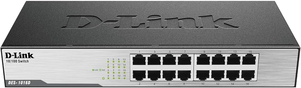 D-Link DES-1016D 16-Port Fast Ethernet Unmanaged Desktop Switch UK Model