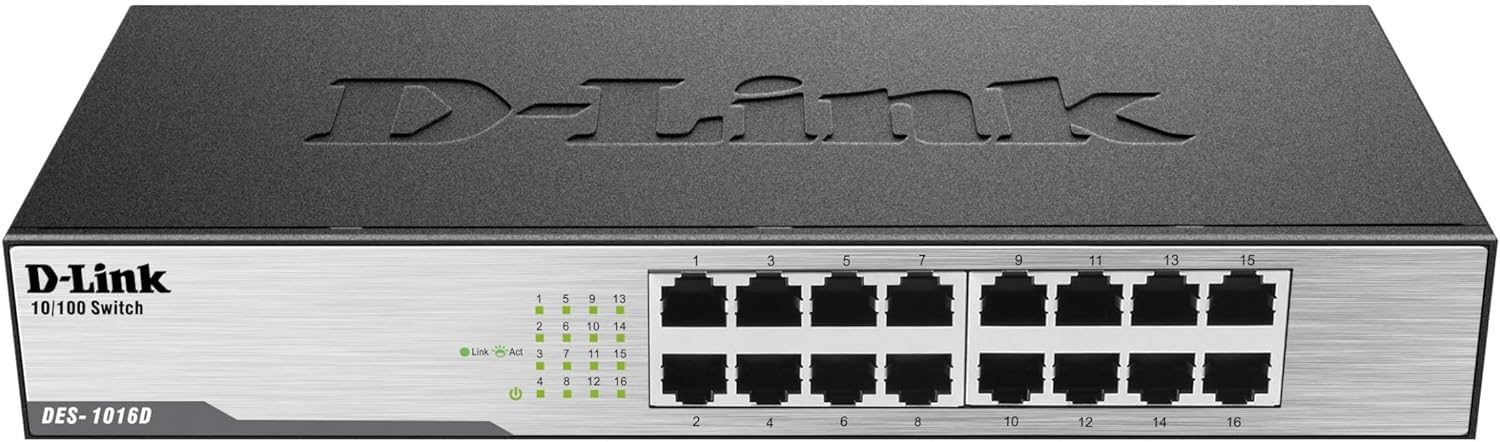 D-Link DES-1016D - 16-Port Fast Ethernet Unmanaged Desktop Switch, UK Model