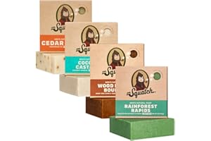 Dr. Squatch All Natural Bar Soap for Men, 4 Bar Variety Pack - Men's Natural Bar Soap - Rainforest Rapids, Wood Barrel Bourbon, Coconut Castaway, and Cedar Citrus