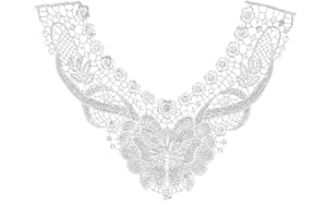 Fashion Lace Embroidery Flower Neckline Collar Sewing Applique Clothes Decor - White Fashion