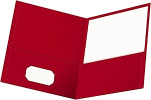 Oxford Twin-Pocket Folders, Textured Paper, Letter Size, Red, Holds 100 Sheets, Box of 25 (57511EE)