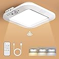 ANOTEK Rechargeable Motion Sensor Ceiling Light，No Wiring Battery Operated Ceiling Light with Remote, Wireless Motion Activated Magnetic Shower Light for Bathroom Pantry Hallway Porch