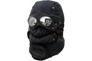 Winter Thermal Trapper Hat with Goggles, Beanie with Glasses Windproof Mask Cap for Cycling Ski Outdoor
