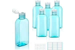 Kitchen GIMS Plastic Travel Bottles with Flip Cap 6 Pack 4oz/120ml Travel Shampoo Bottles Travel Size Containers for Shampoo, Conditioner & Lotion with Lables