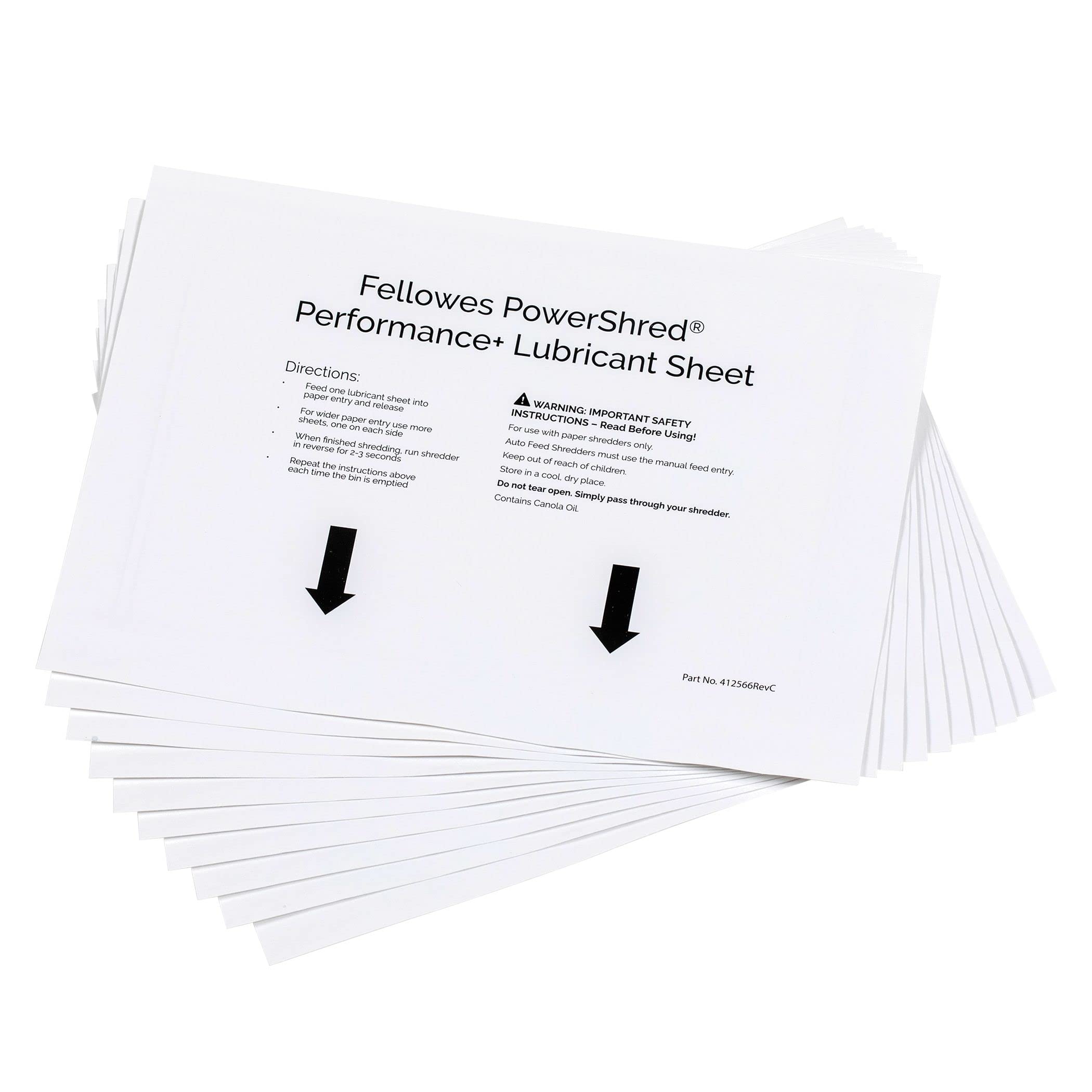 Fellowes 10 Paper Shredder Oil Lubricant Sheets – Powershred Performance+ Easy To Use Shredder Oil Sheets - White