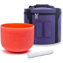 TOPFUND 432Hz C Note Crystal Singing Bowl - 8 Inch Root Chakra Bowl With Case & Mallet