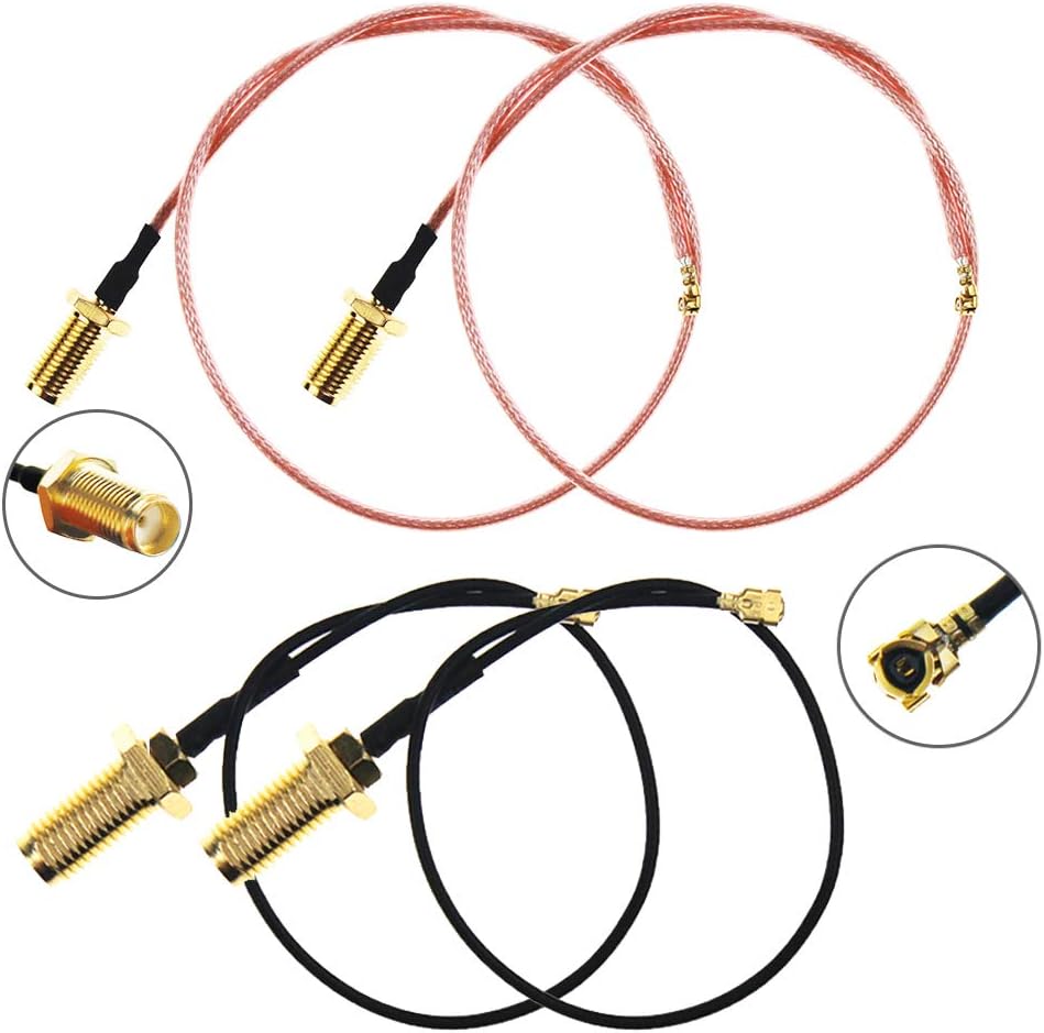 WayinTop U.FL/IPEX/IPX Mini PCI to SMA Female Pigtail Cable Set, 2pcs 15cm 1.13mm + 2pcs 30cm RG178 Coaxial Low Loss Cable for Intel 633/512 /6205 ANHMW 7260HMW BN 3160HMW WLAN WiFi Mini PCIe Card