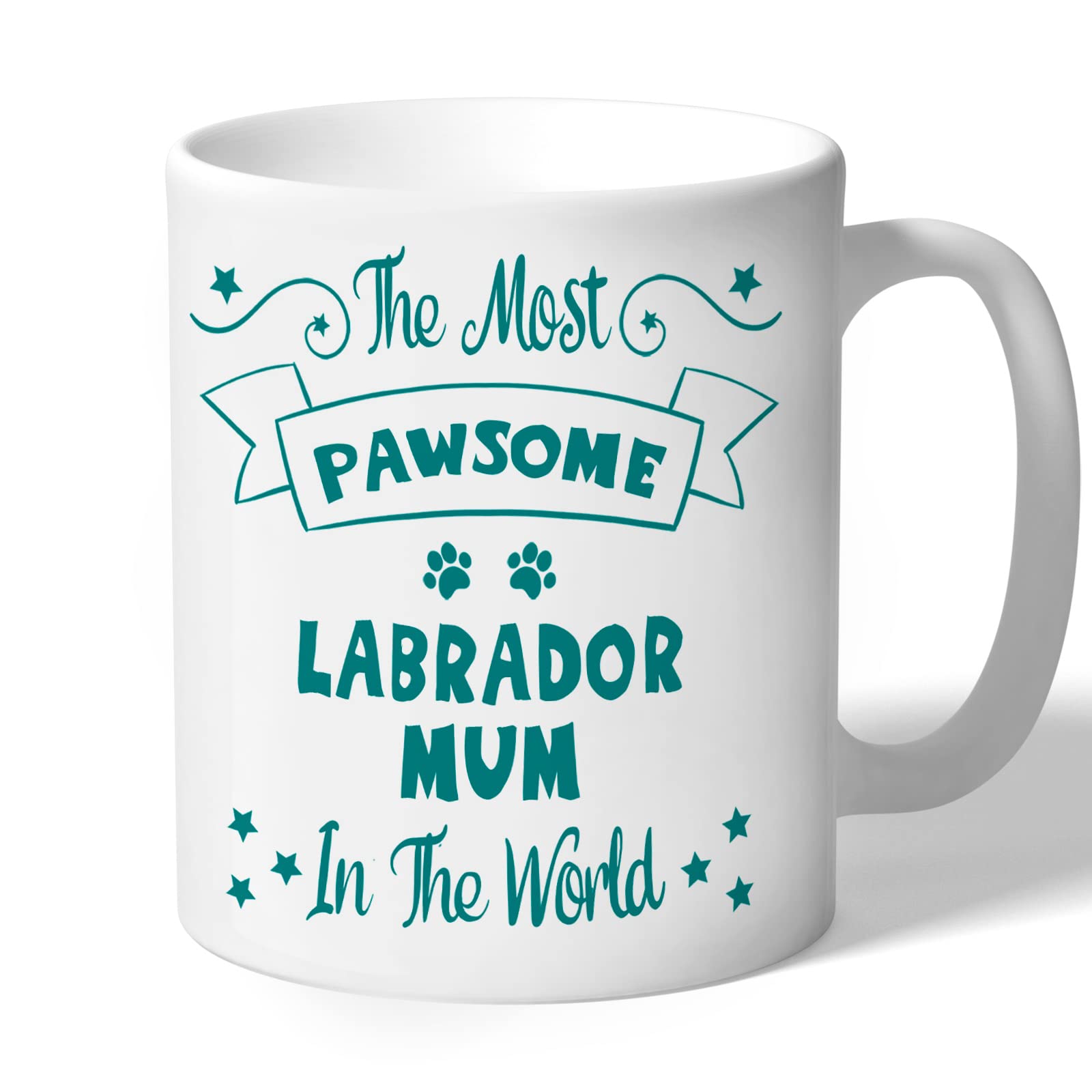 Dog Lovers Collection Labrador Mum Mug - Pawsome - Labrador Gifts (Teal Print)