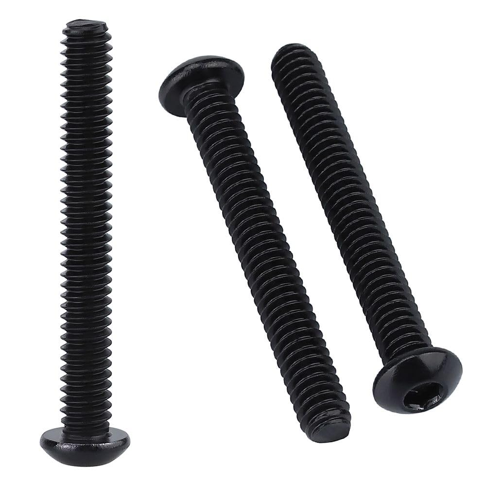 Photo 1 of 1/4-20 x 2-1/2" (20 Pack) Button Head Socket Cap Screws Bolts, Stainless Steel 304 (18-8), Allen Hex Drive, Coarse Thread, Fully Threaded, Black Coated