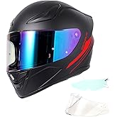 OTS Dual Visor Full-Face Motorcycle Helmet - DOT Certified, Lightweight ABS, Quick-Release Buckle, Washable Liner for Men & Women