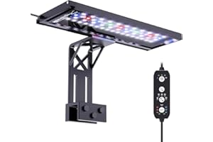 SEAOURA Clip On Aquarium Light for Plants-24/7 Cycle Fish Tank Light with Timer, Full Spectrum+7 Colors Mode, Auto On/Off, Adjustable Brightness and Height, 20W (12inch for 12-20 inch Tank)