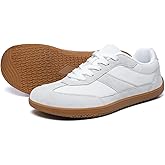 HSQ Womens Barefoot Shoes Fashion Lightweight Wide Toe Minimalist Zero Drop Sneakers Breathable Casual Walking Running Gym Shoes White Grey 10.5