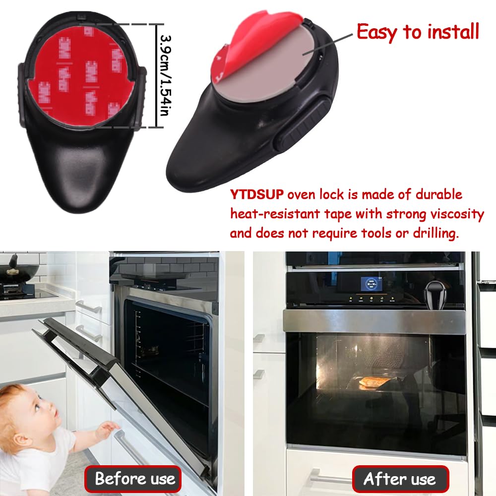 Oven Lock Child Safety (2 Pack),Oven Door Lock,Oven Front Lock, Baby Proofing, Baby and Child Proof Locks for Drawer Oven Stove Door, Upgrade Heat-Resistant Material, Easy to Install - Black