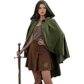 MCJC Medieval Hooded Cloak, Halloween Costume Cape, Black Velvet with Hood, Renaissance Robe
