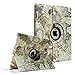 FINTIE (Map Design) 360 Degrees Rotating Stand Smart Cover PU Leather Case for Apple iPad 4th Generation Retina Display / the new iPad 3 / iPad 2 (Wake/sleep Function)