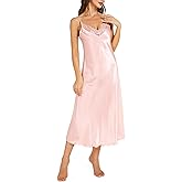 Litherday Silk Nightgown for Women Long Satin Slip Dress Nightdress Silky Chemise Nightie Soft V Neck Nightwear