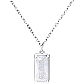 EVEYE 925 Sterling Silver Moonstone Square Pendant Necklace for Women New Beginnings Natural Healing Gemstone Necklace Jewelry, Healing Gifts for Her,Divorce Gifts for Women, New Job Gift