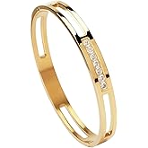 MILAKOO 6/8mm Gold/Silver Color Bangle Hollow Stainless Steel with Rhinestone Bracelets