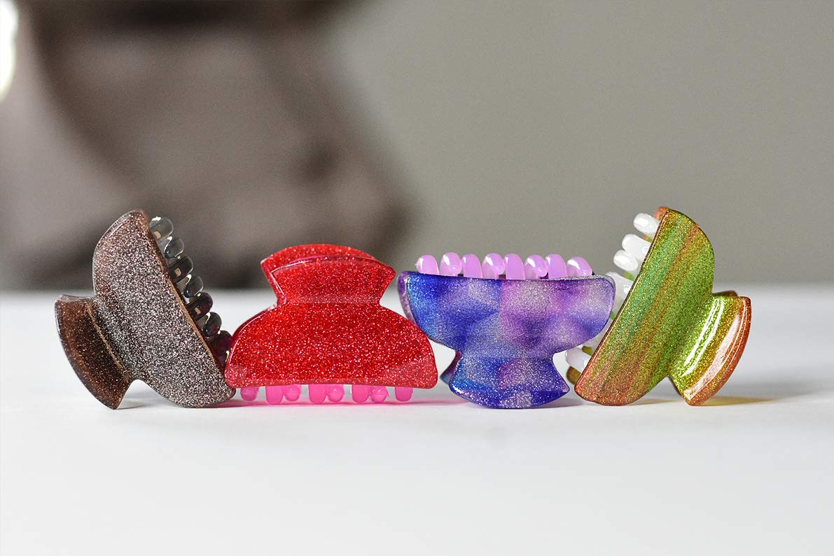 Zilyan Medium Assorted Colors Hair Claw Clips For Women and Girls 4 Pcs : Beauty