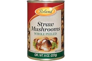 Roland Foods Whole Peeled Straw Mushrooms, Specialty Imported Food, 15 Ounce Can, Pack of 8