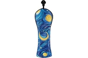 Golf Club Head Covers Starry Night Blue Golf Headcovers for Hybrid Wood Women Men, PU Leather with Interchangeable Tags
