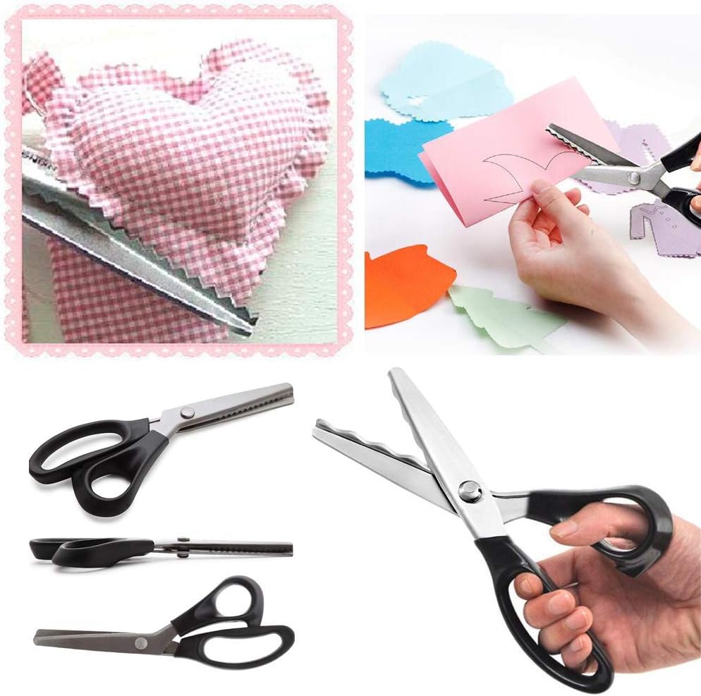 Pinking Shears,Stainless Steel Dressmaking Scissors,Serrated Scalloped Blades,Professional Sewing Scissors,for Fabrics Dressmaking,Arts and Crafts,with Comfort Grip Handle. (Scalloped, 18mm)