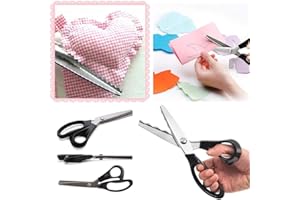 KIMDARO Serrated Scalloped Edge Pinking Shears, Multifunction Stainless Steel Shears Tailor Scissors, Professional Zig-Zag Cut Scissors, Sewing Craft Paper Clothing Fabric Cut for Home(Scalloped, 7mm)
