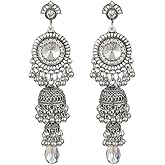 Vintage Jhumka Jhumki Tassel Drop Dangle Earrings Indian Ethnic Beaded Bell Statement Antique Traditional Earring for Women Crystal Wedding Party Festival Bohemian Bollywood Jewelry Gift