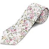 GHTIYLP Cotton Floral Ties for Men 2.76" Men's Skinny Tie Linen Flower Printed Neck Tie for Wedding Dating Party
