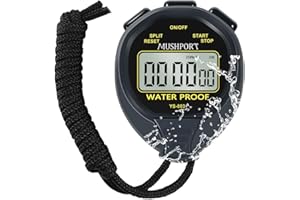 MUSHPORT Waterproof Stopwatch Timer with ON/Off, Silent Stopwatch Simple Operation No Clock No Date No Countdown, Digital Stop Watch for Sports Swimming Kids Coaches PE-Teacher, Black